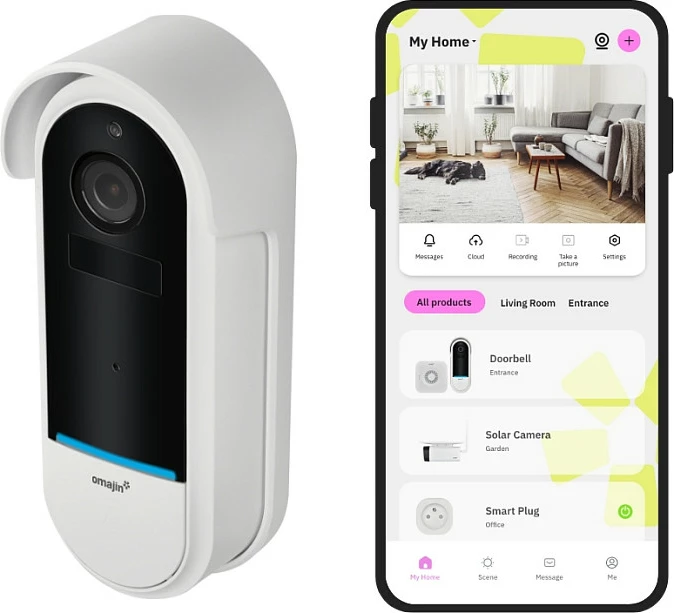 Zile dere me kamerë Netatmo omajin OVD-01-EU, 5MP, Wi‑Fi 2.4GHz, microSD, Night Vision, IP65, Bardhë/Zeze