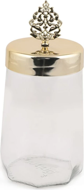 Set kuti për ruajtje, qelq, 6 copë, transparent, kapak ari, PLTN112