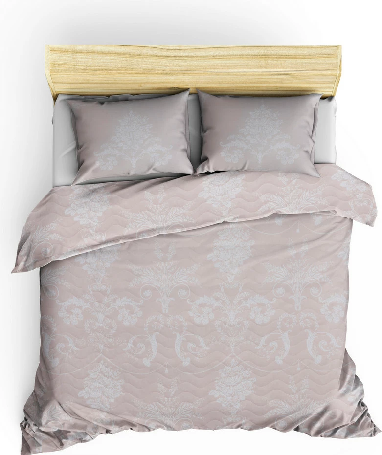 Set mbulesë dysheku për krevat dopio, ngjyrë mink dhe e bardhë, L'essentiel, Kraliçe