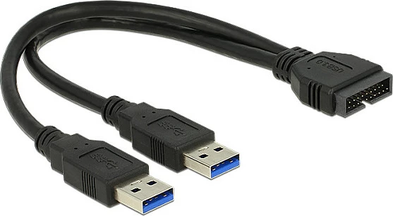 Kabllo USB DeLOCK USB3.0/2xUSB3.0 0.25m, USB 3.2 Gen 1, 2x USB-A mashkull, e zezë