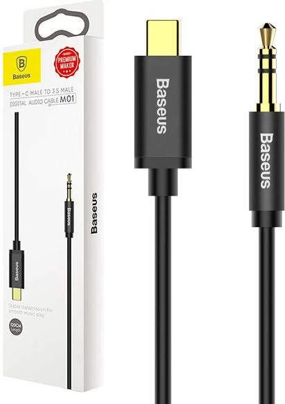 Kabllo audio USB-C në Jack 3.5mm Baseus M01 (CAM01-01) 1.2 m, e zezë