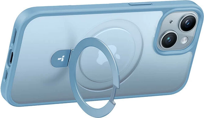 Mbështjellës Torras UPRO Ostand Matte për iPhone 15, kaltër e errët