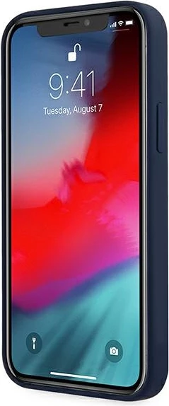 Mbështjellës Guess GUHCP12SLSVSBL për iPhone 12 mini 5.4\", hardcase TPU/silikon, Script Vintage, blu