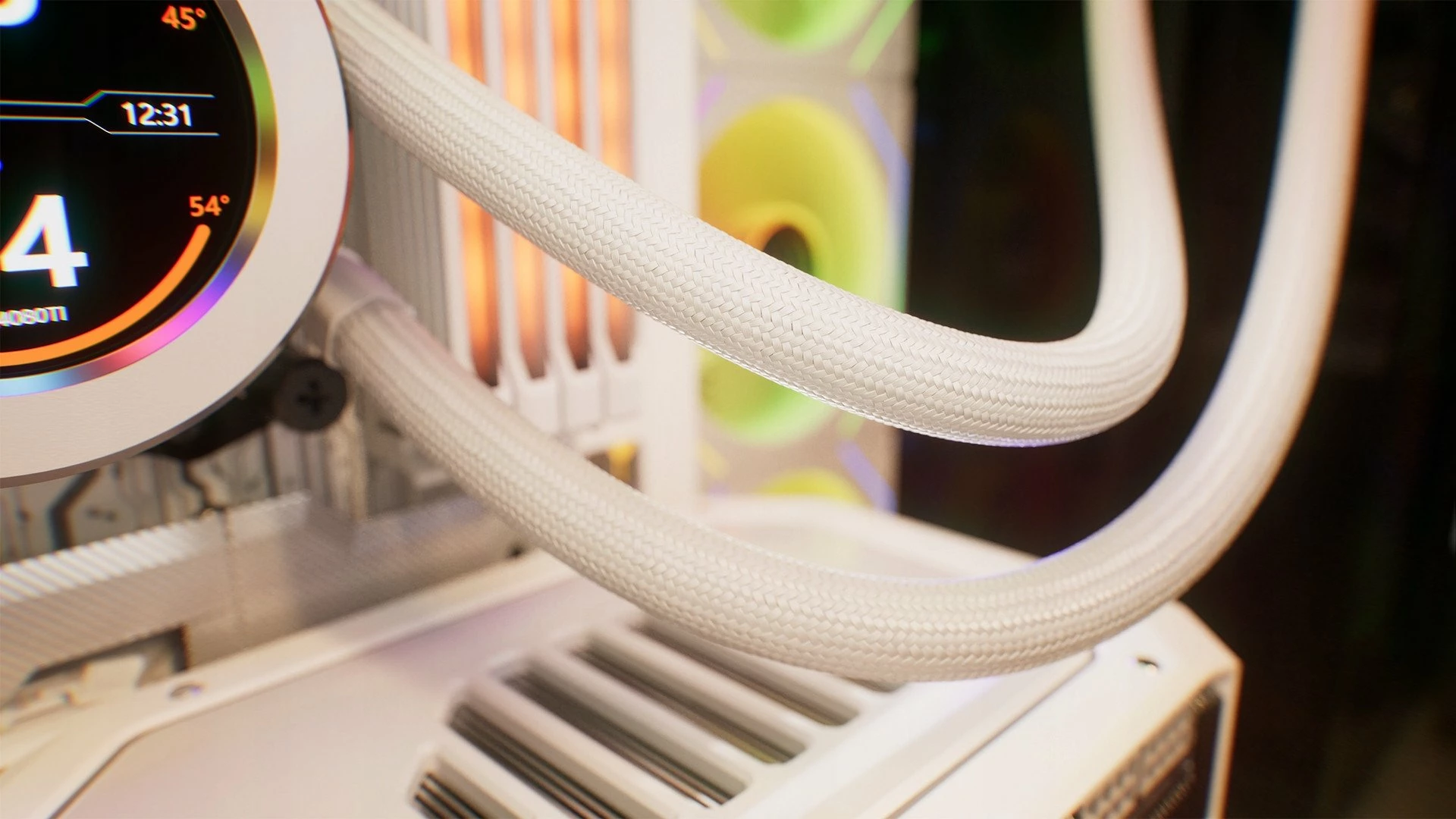 Ftohës uji Krux HydroGlance 360 ARGB LCD KRXE005, radiator 360mm, 3x120mm PWM ARGB, e bardhë