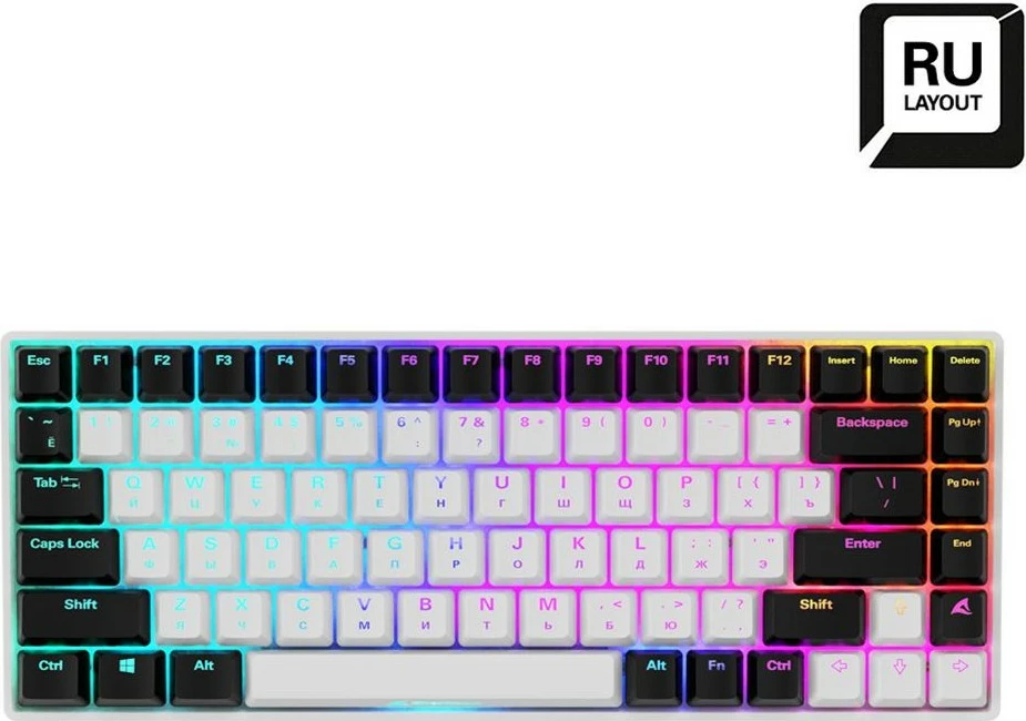 Tastierë mekanike Sharkoon SKILLER SGK50 S3, Gateron Yellow, RGB, 75%, RU, e bardhë