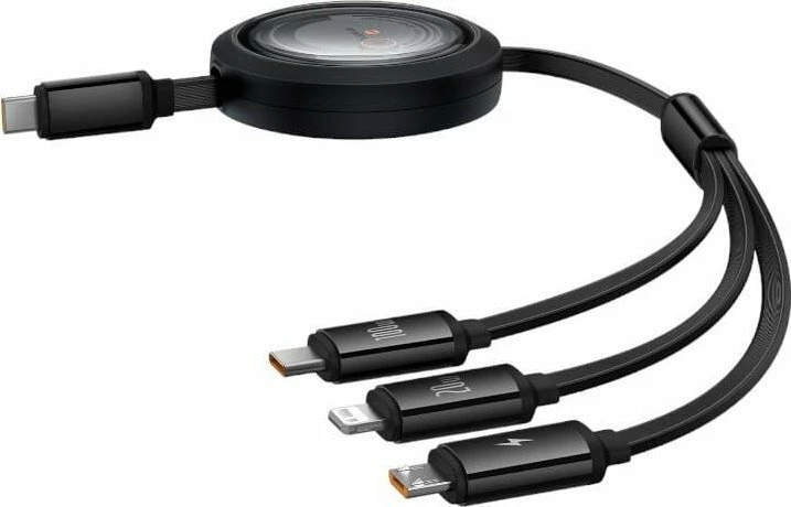 Kabllo USB Baseus Free2Draw BSU4920, USB-C në USB-C + microUSB + Lightning, 1.1 m, 100W, e zezë