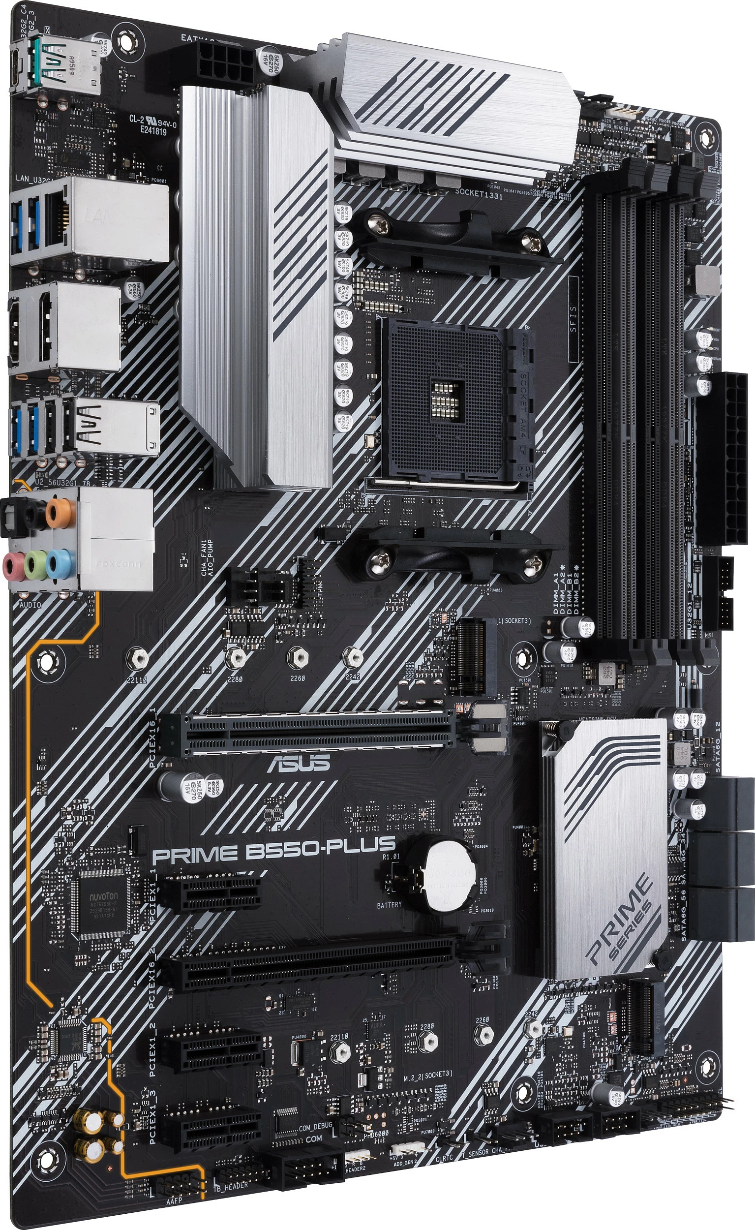 Pllakë amë ASUS PRIME B550-PLUS, Socket AM4, DDR4-SDRAM, 128 GB, E zezë dhe argjend