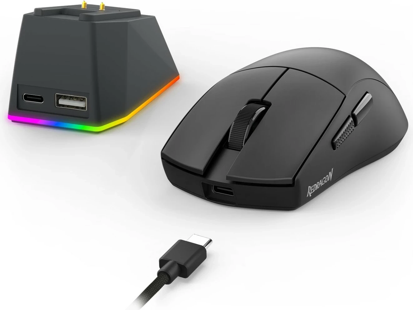 Maus gaming Redragon K1NG ULTRA M999, wireless/Bluetooth, 45000 DPI, me dock karikimi, i zi