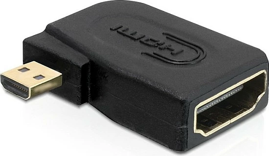 Adapter HDMI DeLOCK micro HDMI-D në HDMI-A, High Speed me Ethernet (HEC), i zi