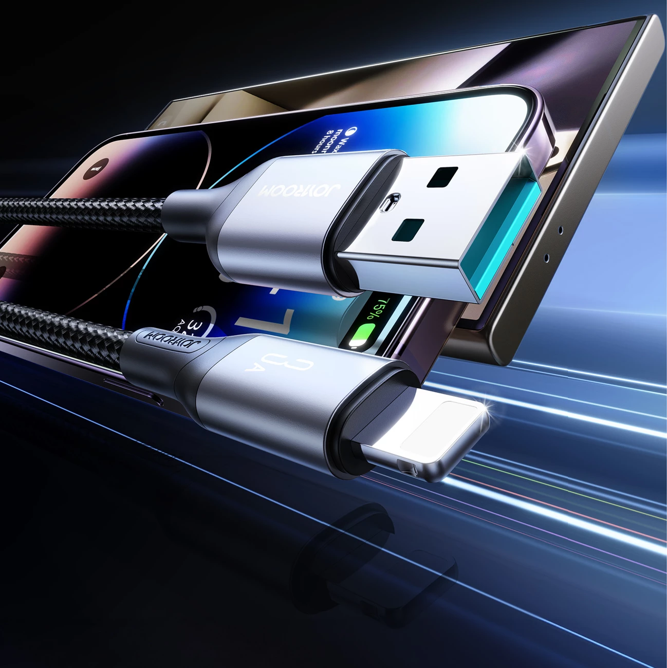Kabllo USB-A - Lightning, Joyroom S-A28 Flash Series, 1 m, 3A, USB 2.0, e zezë