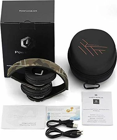 Kufje Bluetooth stereo PowerLocus PWL-P2-PAR, mikrofon, MicroSD/TF, FM, 15 orë, Kafe