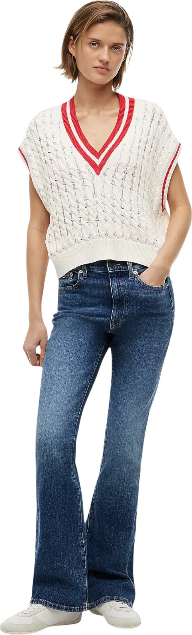 Jelek xhemperi për femra Tommy Hilfiger Jeans DW0DW22927, ngjyrë krem [Madhësia: S]