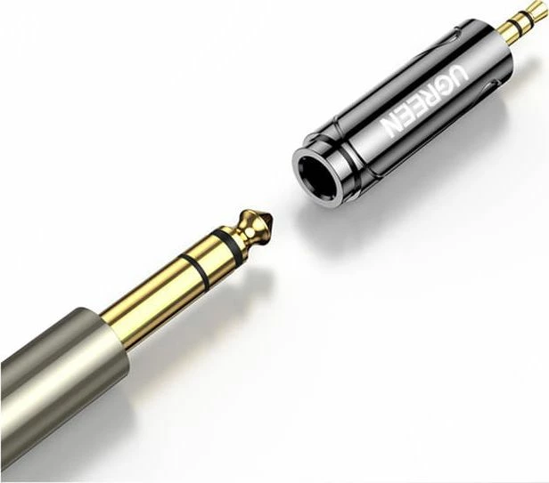 Adapter audio Ugreen 60711 3.5mm në 6.3mm me lidhës të veshur me ar, gri