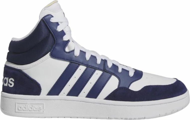 Atlete për meshkuj adidas Hoops 3.0 Mid, të bardha dhe blu marine