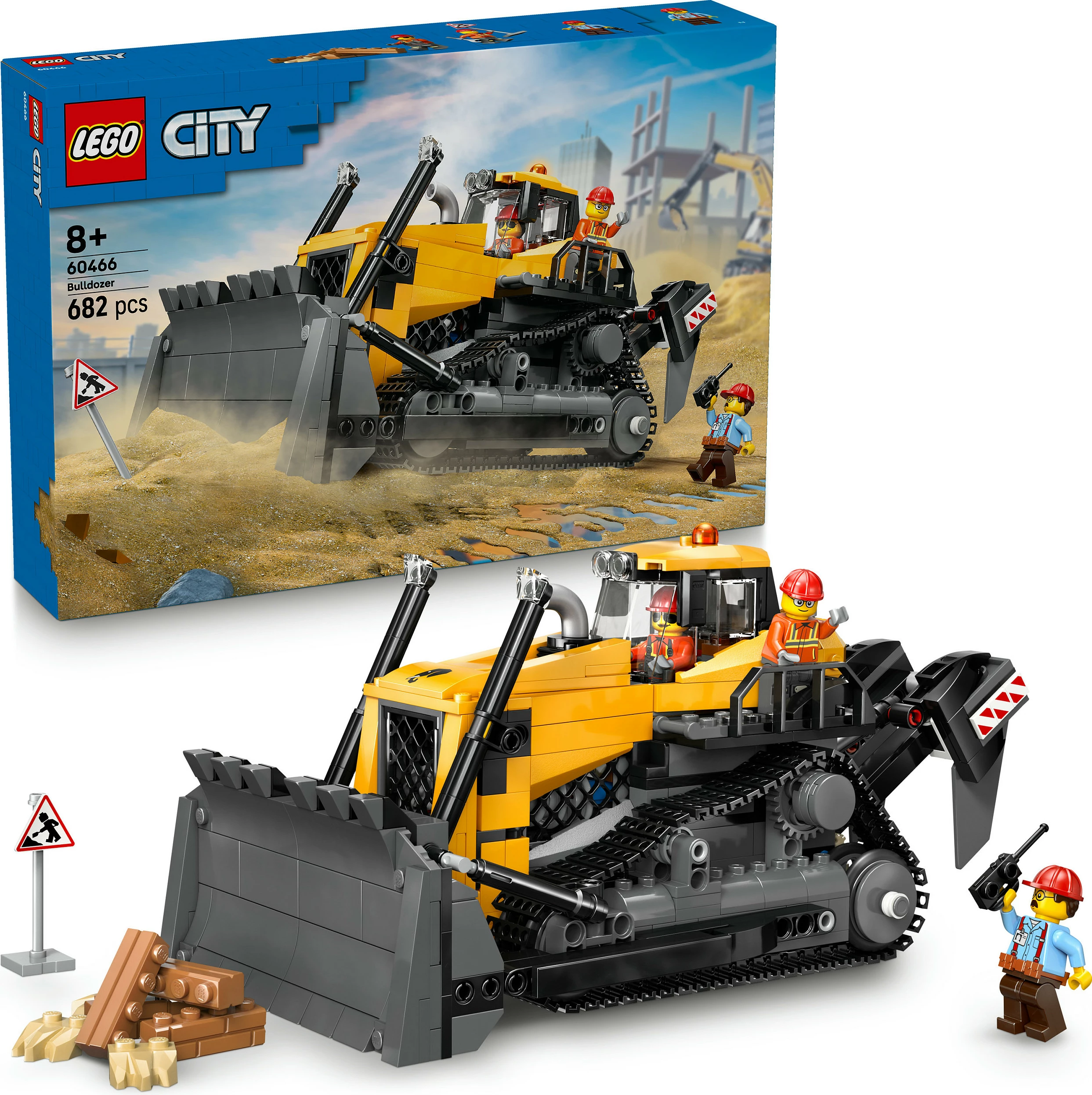 Set ndërtimi LEGO City Bulldozer i Verdhe 60466, 682 copë, 8+ vjeç, shumëngjyrësh
