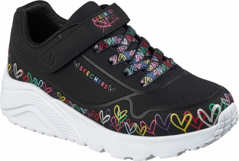 Atlete fëmijësh Skechers UNO Lite Heart Craze 314091L, të zeza