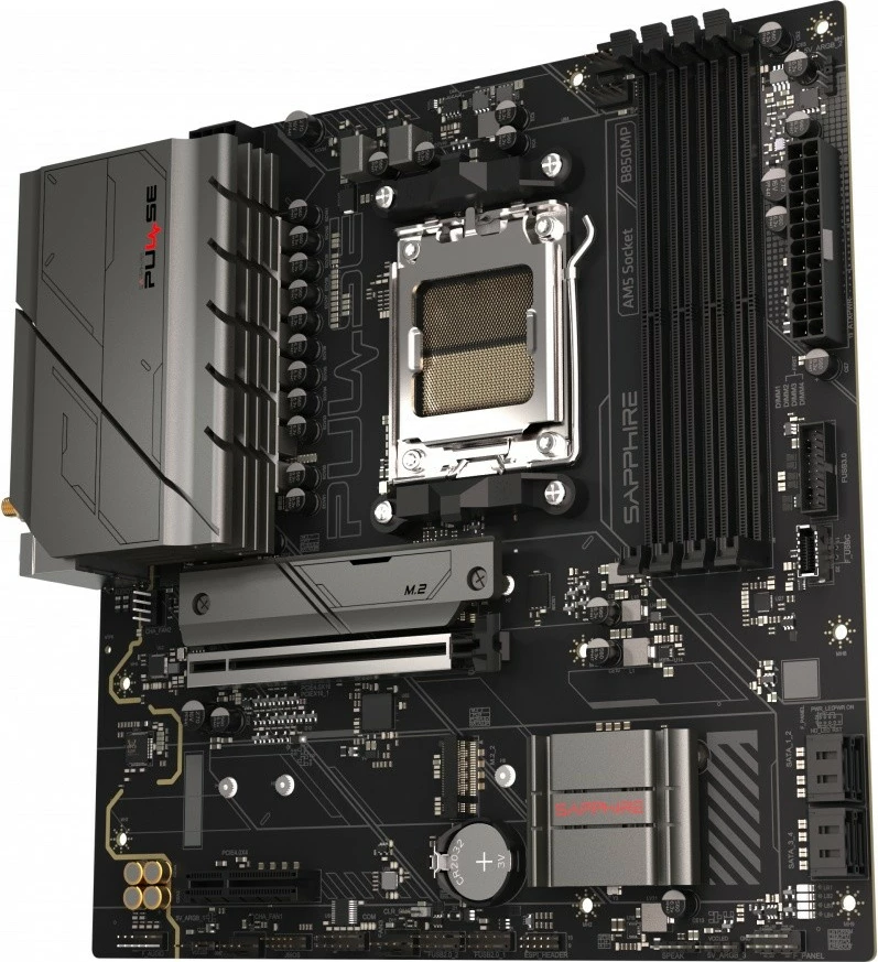 Pllakë amë, Sapphire Technology, PULSE B850M WIFI, Socket AM5, micro ATX, 4x DDR5 deri 256GB, PCIe 5.0 M.2, Wi‑Fi 6, Bluetooth 5.3