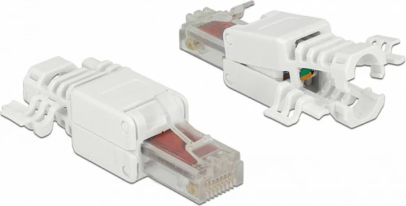 Konektor RJ-45 DeLOCK 86416, Cat6 U/UTP, pa vegla, e bardhë