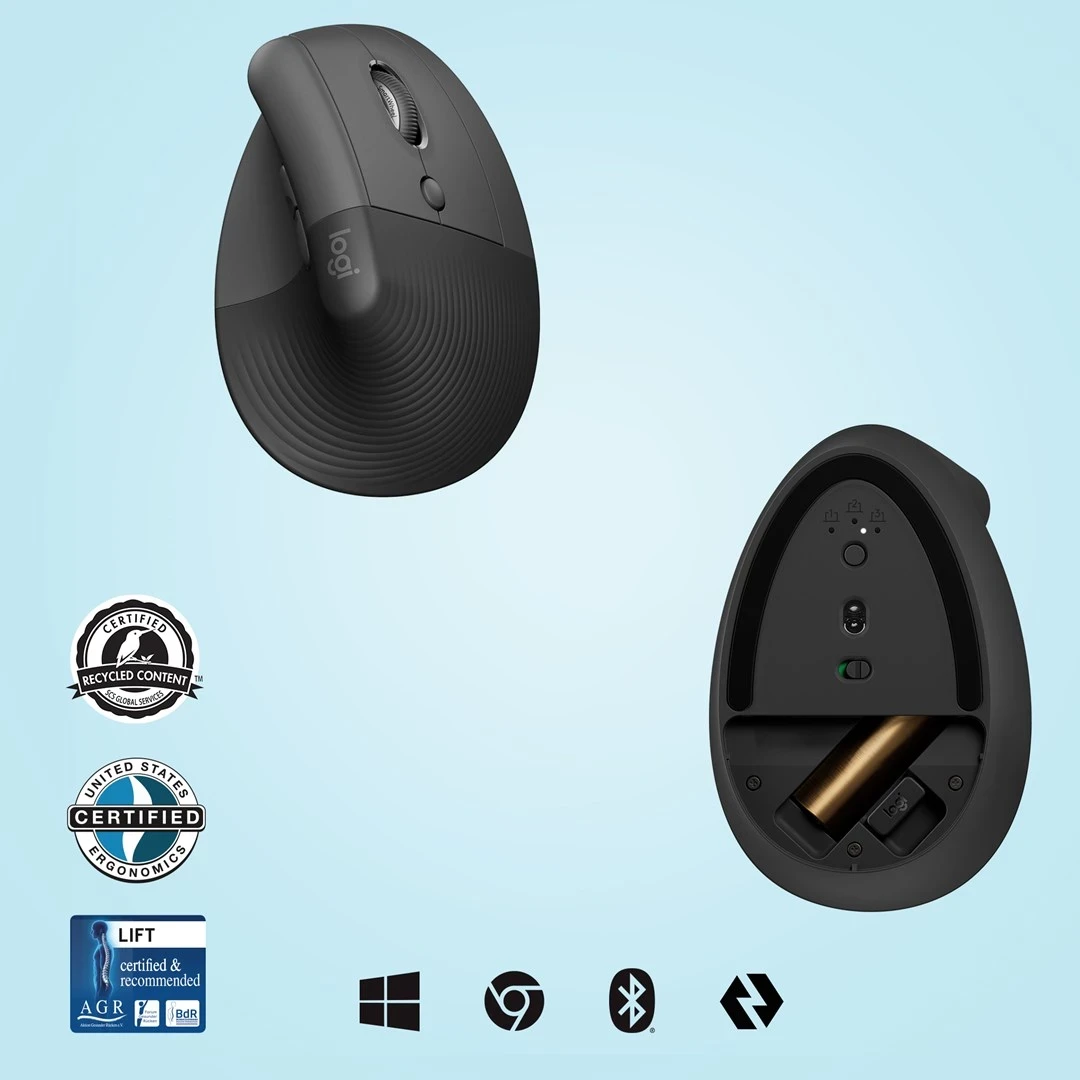 Mausi Ergonomik Logitech Lift, Grafite