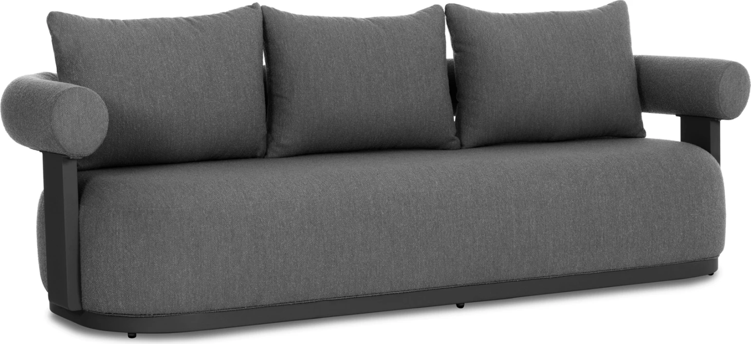 Divan treshe DECCARD CD6462.01, alumin i zi i errët & material tekstili, 230x92x67cm