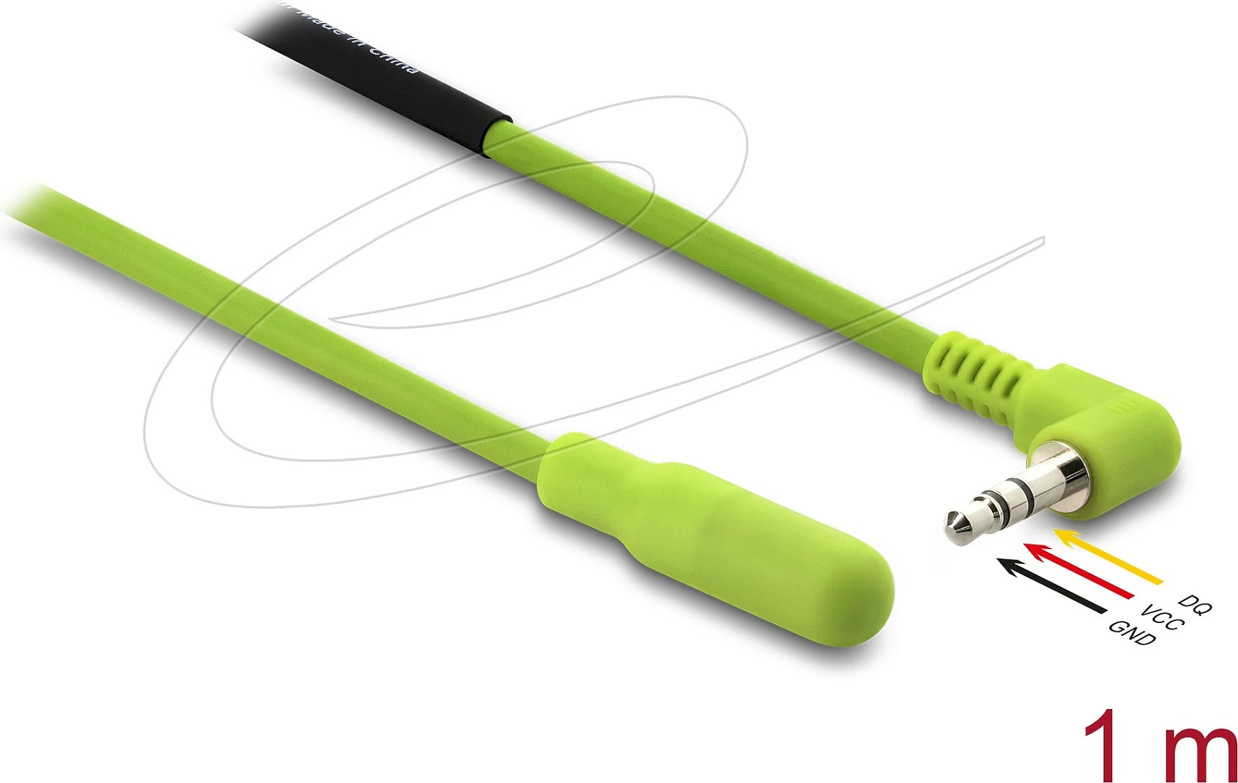 Sensor temperature DeLOCK 91394, DS18B20 1-Wire, 1 m, 3.5mm male, -20 deri 80°C, gjelbër