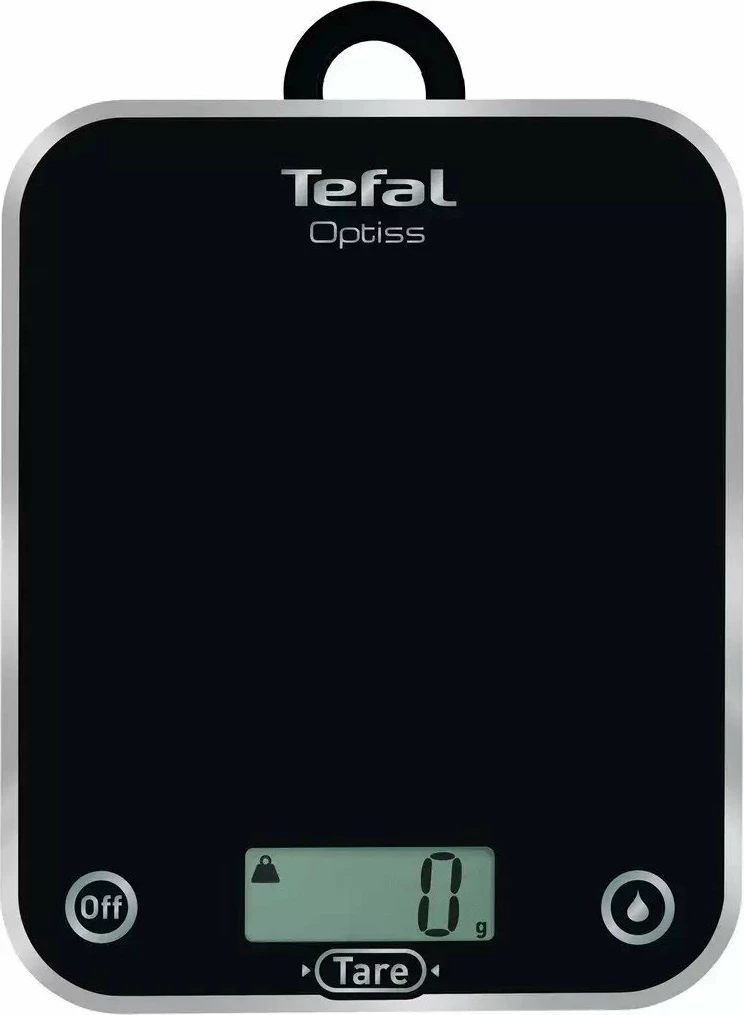 Peshore kuzhine Tefal Optiss BC5005V0 5 kg/1 g, ekran LCD, platformë xhami, e zezë, me bateri