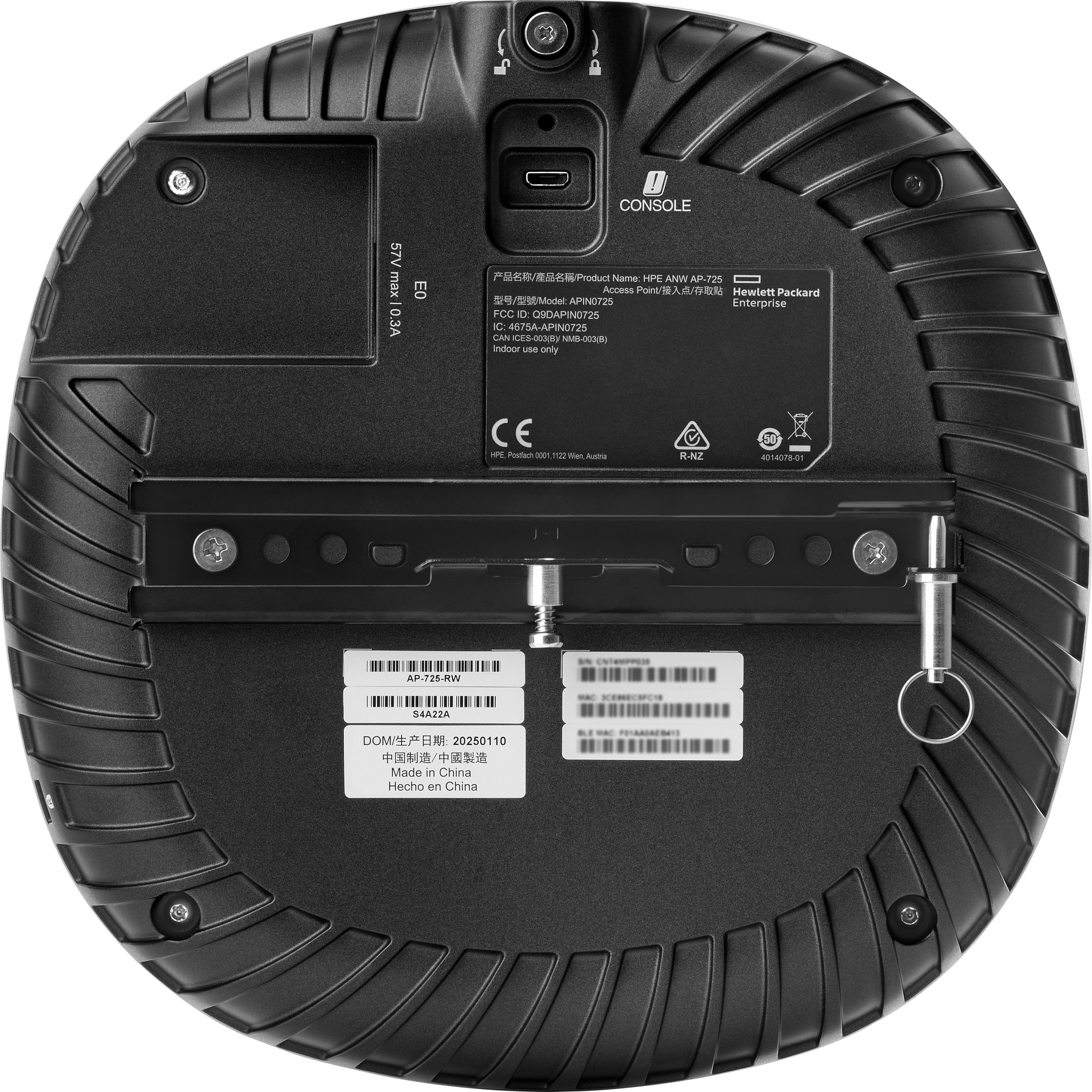 Access point HPE Aruba Networking AP-725 (RW), Wi‑Fi 7 tri-band 2.4/5/6 GHz, 4.7 Gbps, Multi‑Gig Ethernet, i bardhë