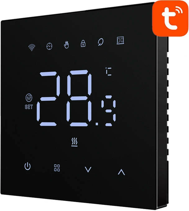 Termostat smart Avatto WT410-16A-B 16A Wi‑Fi për ngrohje elektrike, i zi