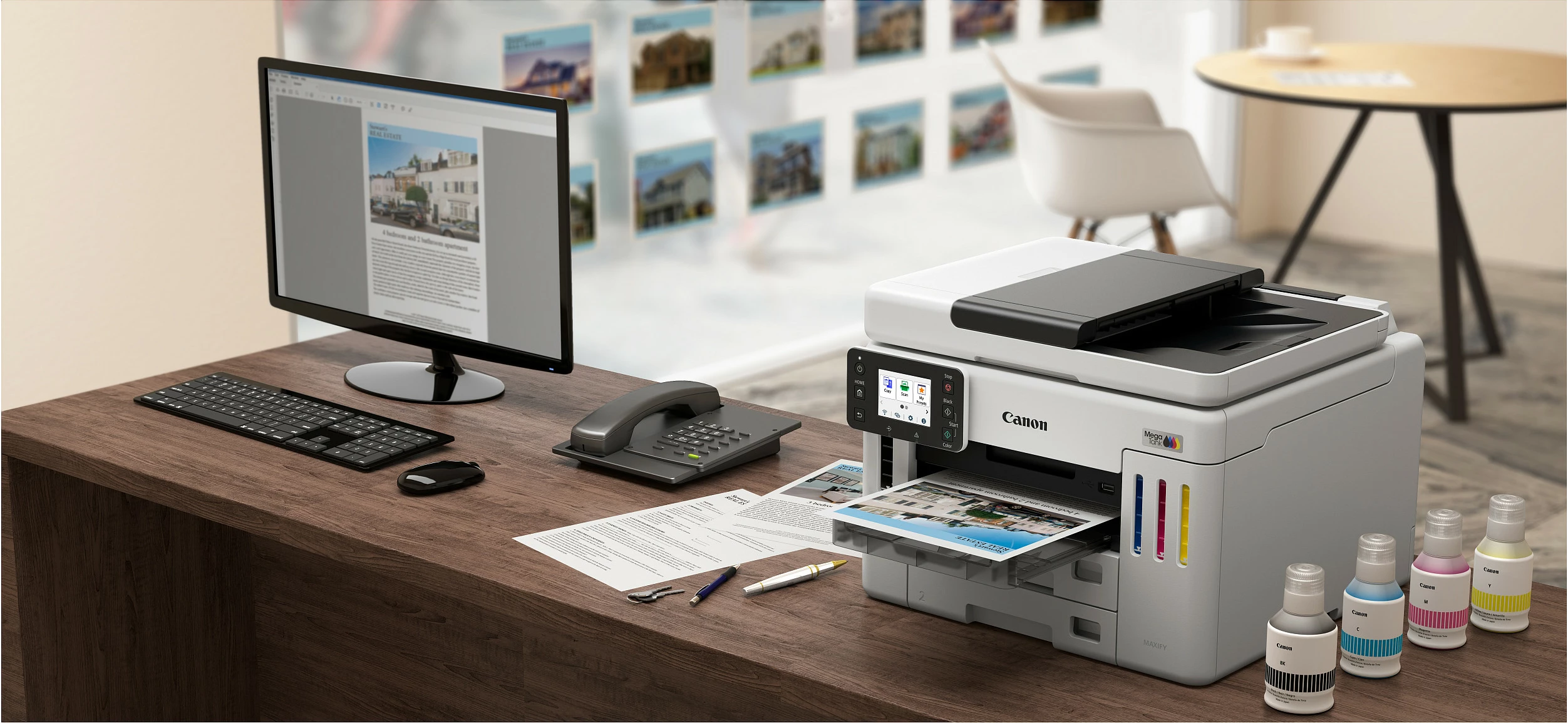 Printer multifunksional Canon MAXIFY GX7150, Inkjet MegaTank, A4, duplex, ADF 50 fletë, Ethernet, bardhë/zi