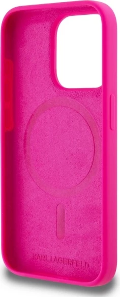 Mbështjellës Karl Lagerfeld KLHMP15LSKHPPPLF për iPhone 15 Pro 6.1", silikon, MagSafe, fuchsia