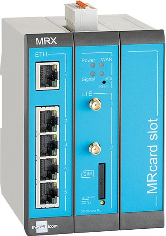 Router 4G INSYS icom MRX3 LTE, 5x Fast Ethernet, WAN, SIM slot, blu/gri