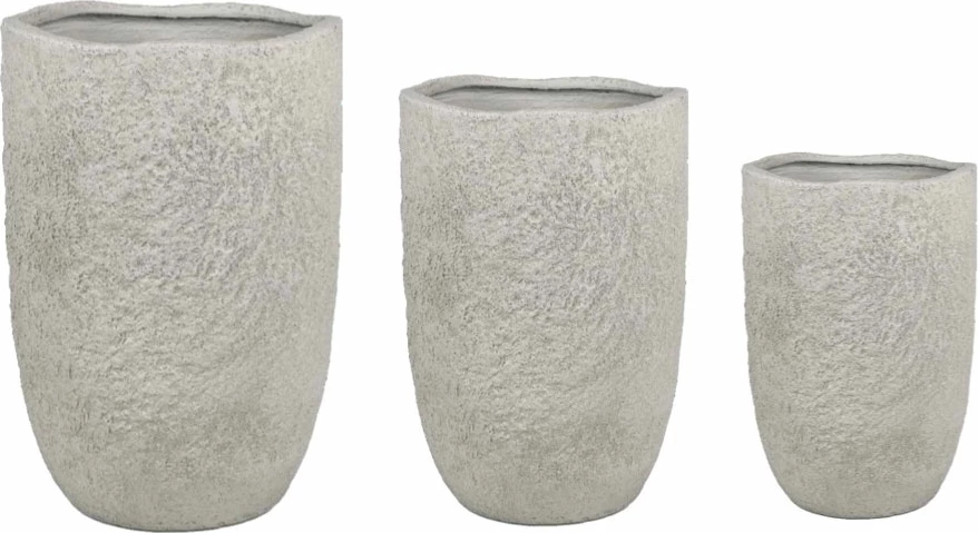 Set vazo SOLIN, 3 copë, MgO, ngjyrë gri e çelët, 44x44x66.5cm