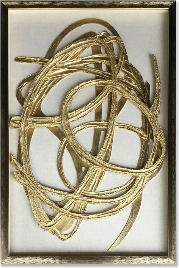 Pikturë dekorative Wild Soul, MDF, xham, ngjyrë ari dhe e bardhë, 60x90x4cm