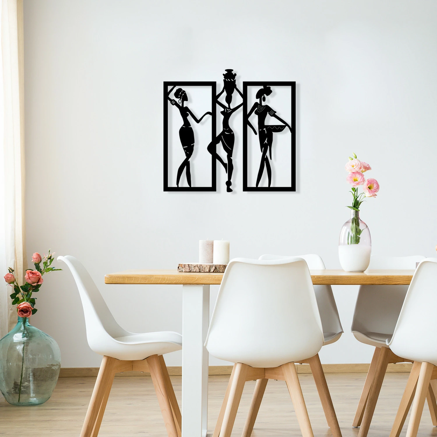 Aksesor dekorativ metalik për mur, Wallity Aurora, M119, ngjyrë e zezë, 71x66cm