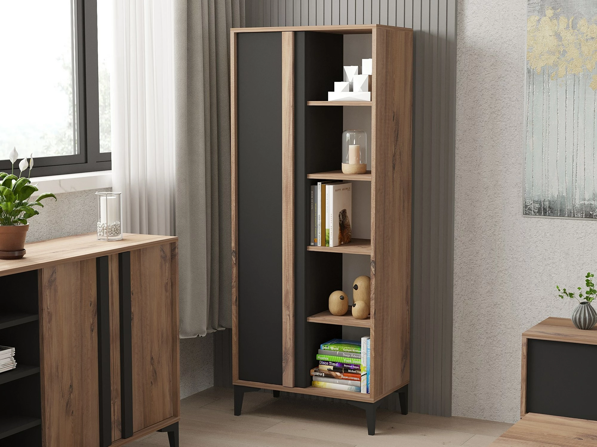 Raft librash Hanah Home, Iraz, ngjyrë Atlantik dhe Antracit