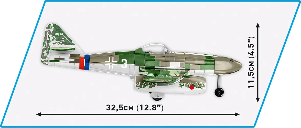 Set ndërtimi Cobi Klocki Messerschmitt Me262 A-1a, 390 pjesë, me figurë piloti, Jeshile/Gri