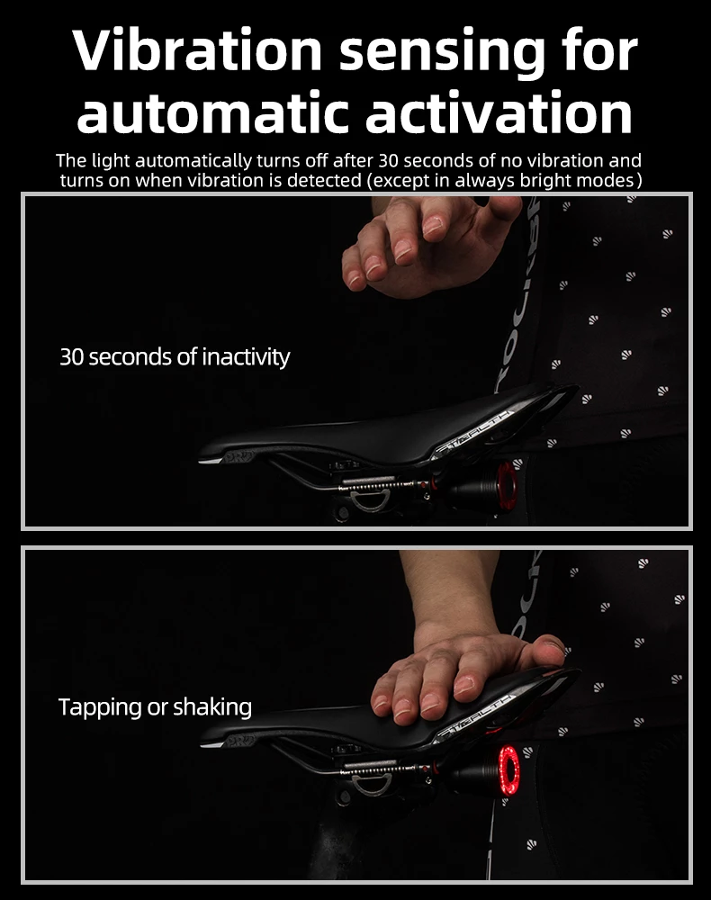 Dritë e pasme biçiklete Rockbros Q5 me sistem inteligjent ndalese, e zezë