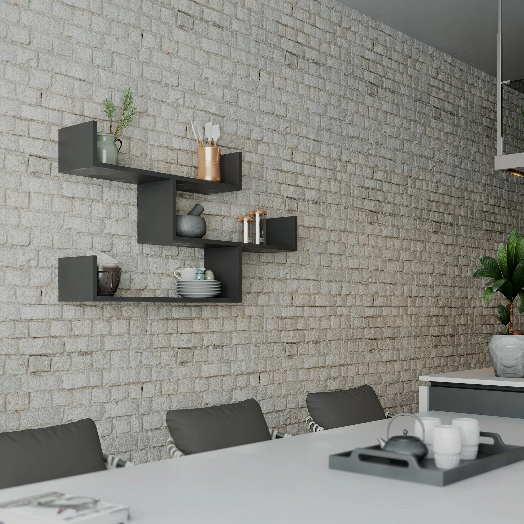 Raft muri Skye Decor, ngjyrë antracit, Tibet