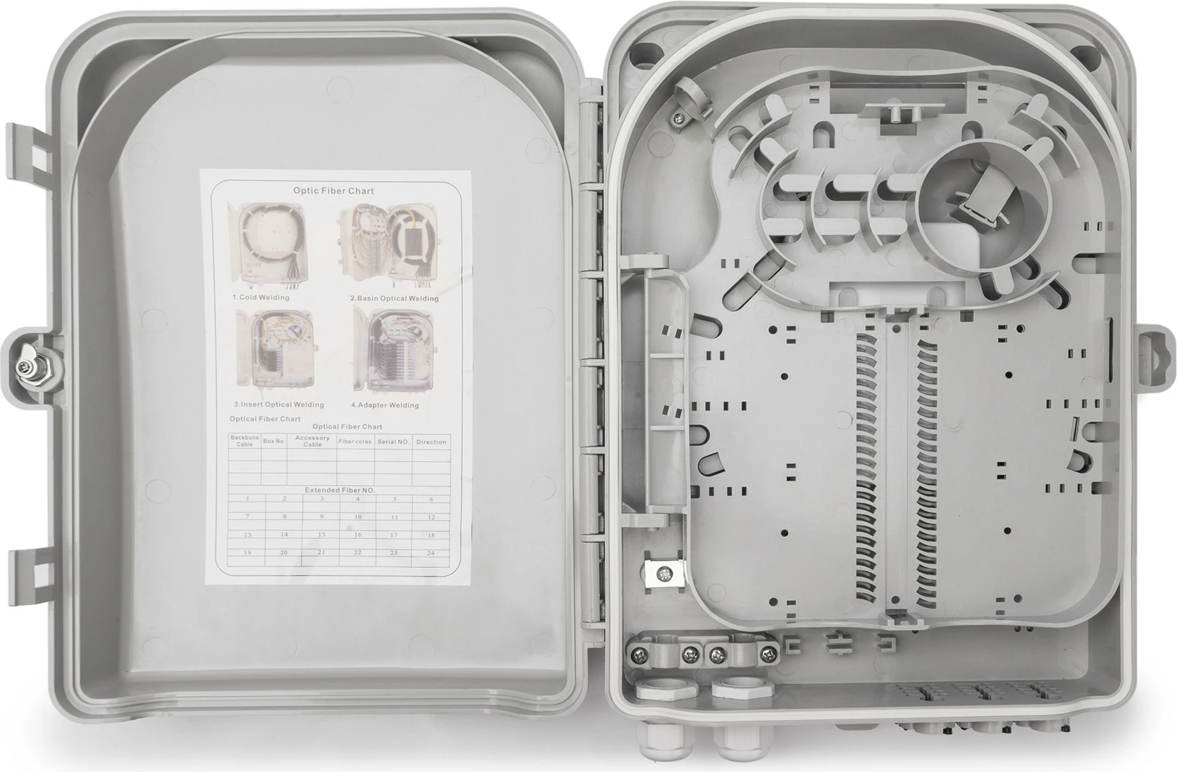 Kutia shpërndarëse FTTH Digitus, 24 porta LC/SC, për jashtë, gri