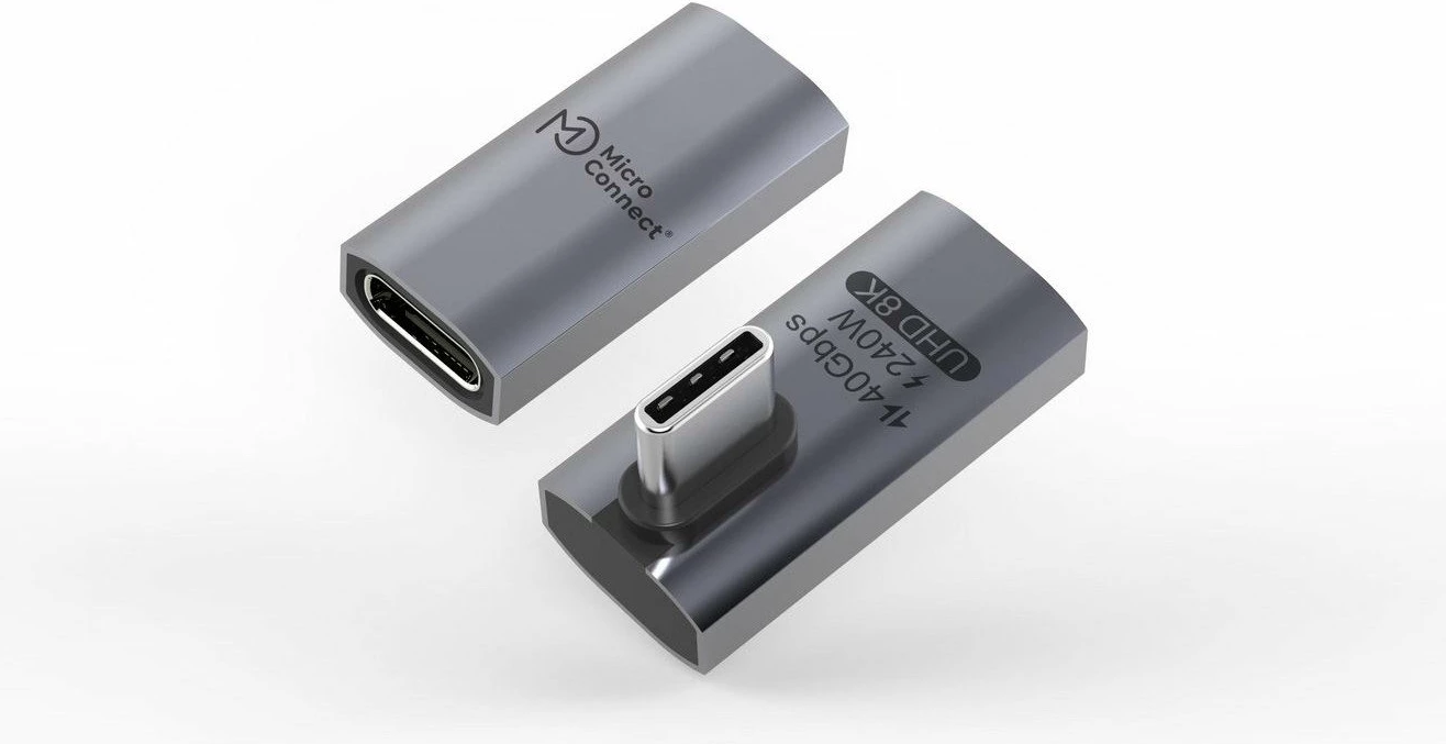 Adapter USB-C MicroConnect Premium USB4 Gen 3x2 USB4-CCFAS-240W 40Gbps 240W me kënd 90°, i zi