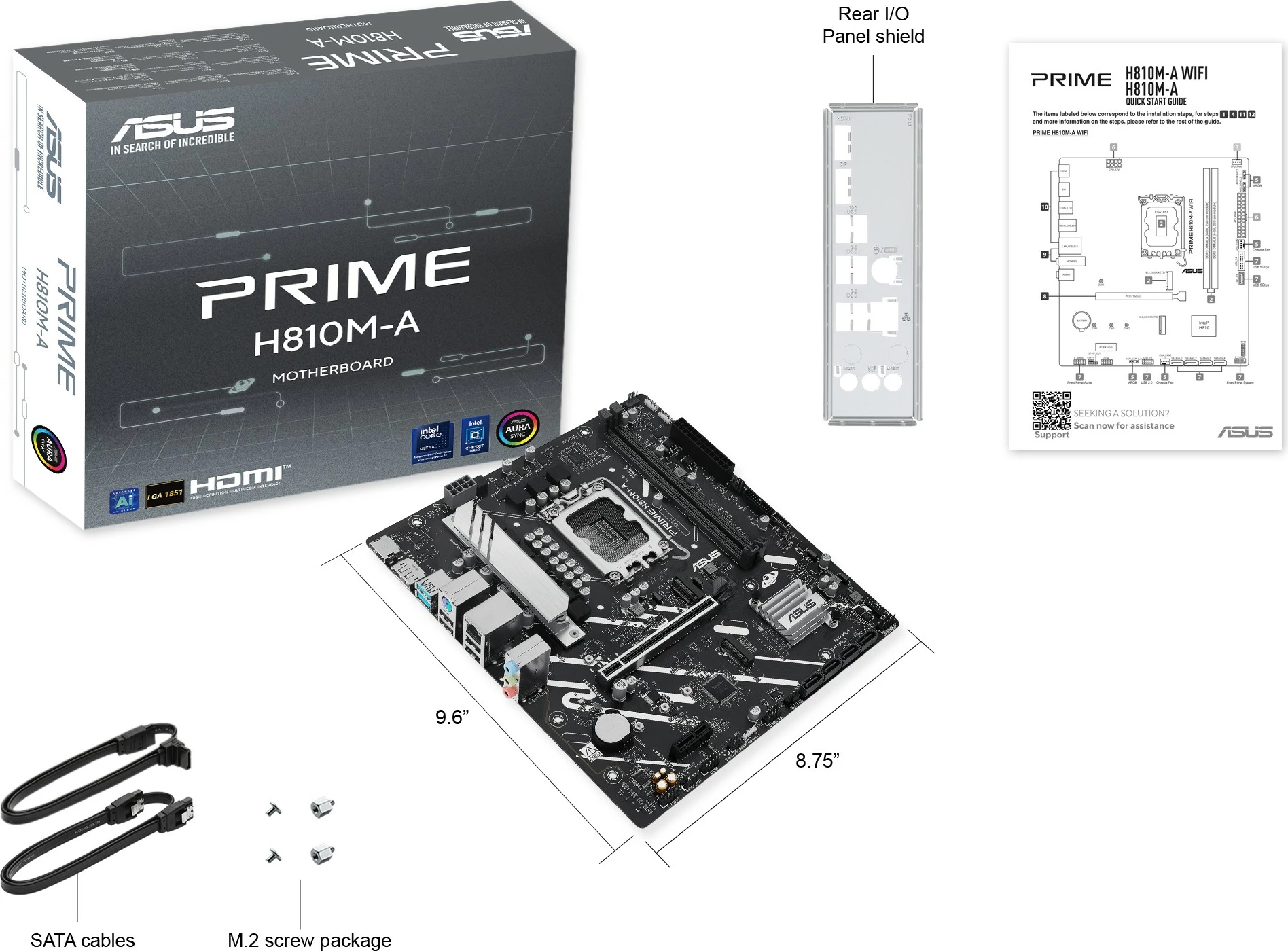 Pllakë amë ASUS PRIME H810M-A-CSM, Intel, LGA 1851, DDR5-SDRAM, 128 GB