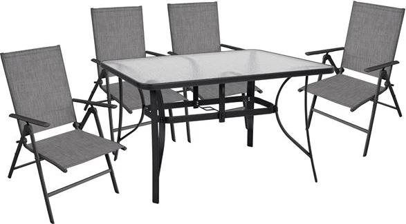 Set 5 pjesë Tavolinë Metalike & Karrige të palosshme gri FH10558.01