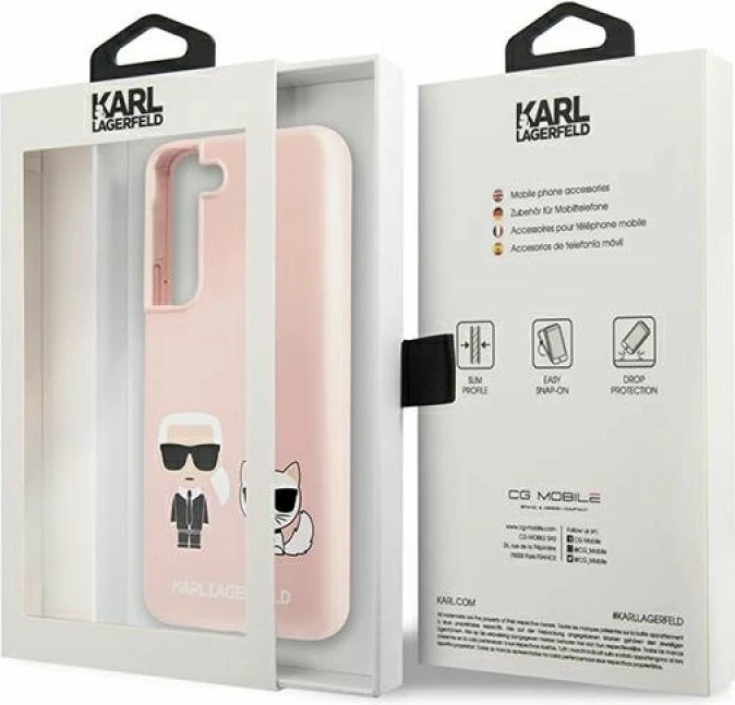 Hardcase Karl Lagerfeld KLHCS22MSSKCI për Samsung Galaxy S22+, rozë e çelët