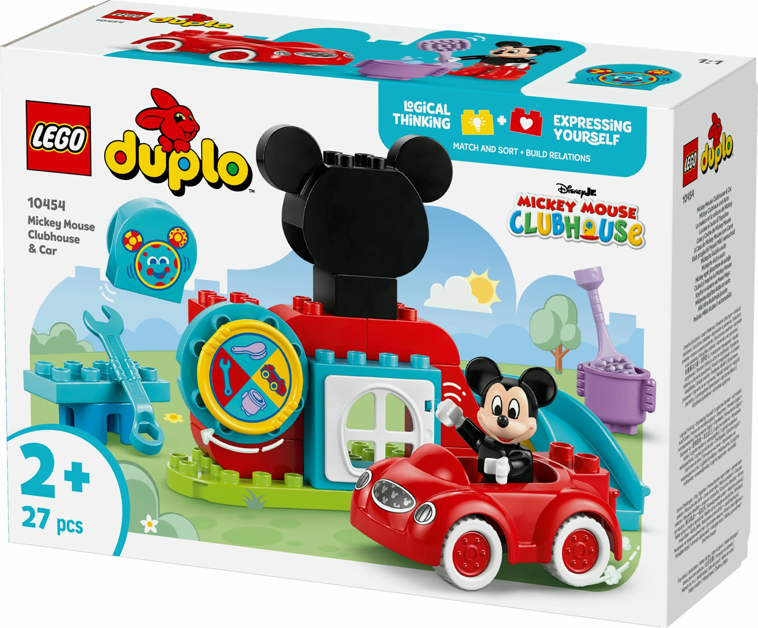 Set ndërtimi LEGO DUPLO Disney Mickey Mouse Clubhouse & makinë, 27 pjesë, shumëngjyrëshe