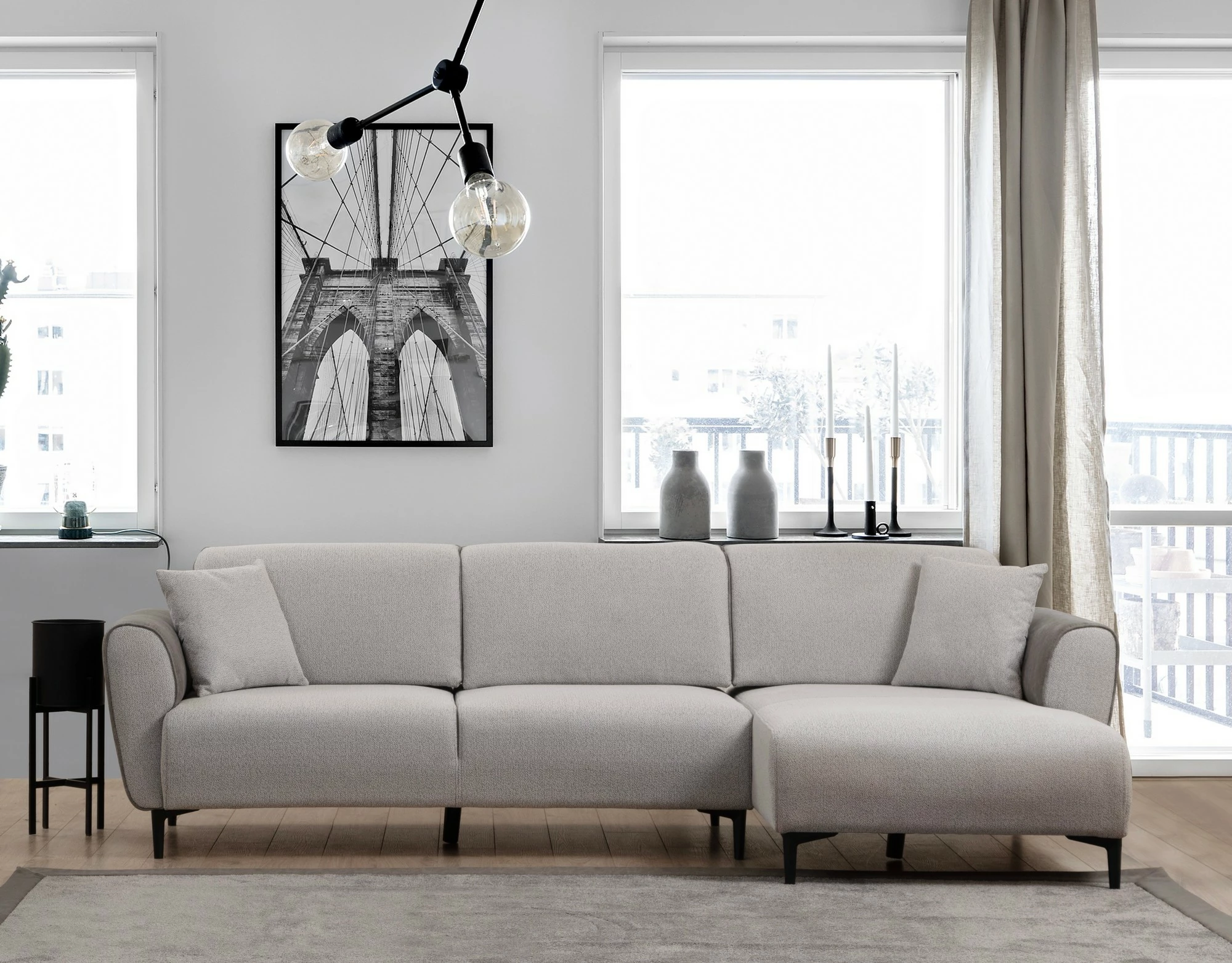 Kënd-sofë krevate Atelier del Sofa, Aren Right, ngjyrë gri