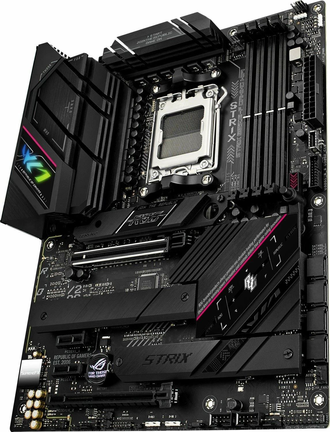 Pllakë amë Asus ROG STRIX B650E-F Gaming WiFi, ATX, DDR5, PCIe 5.0, WiFi 6E, e zezë, set me antenë WiFi dhe 2x kabllo SATA