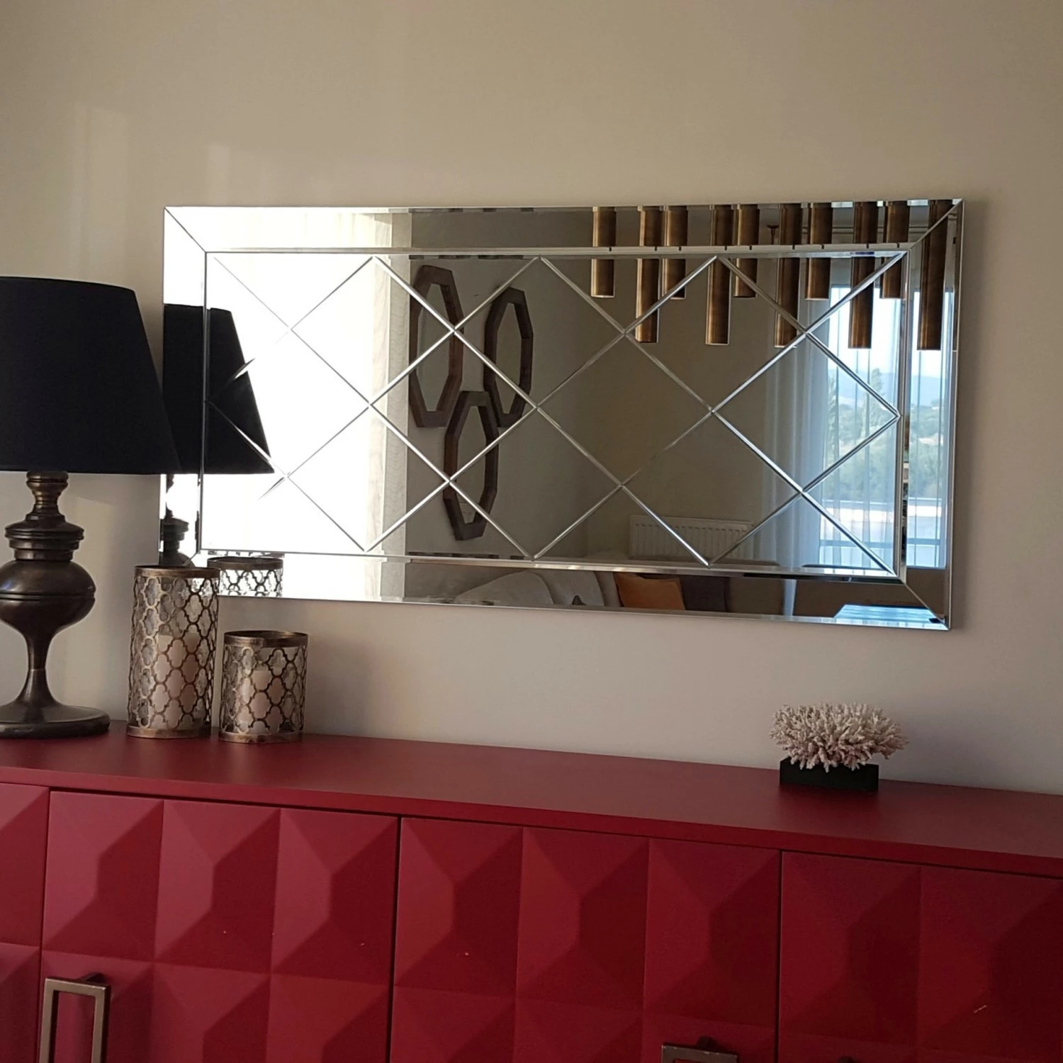 Pasqyrë Hanah Home, A306Y, ngjyrë argjendi, 130x65cm