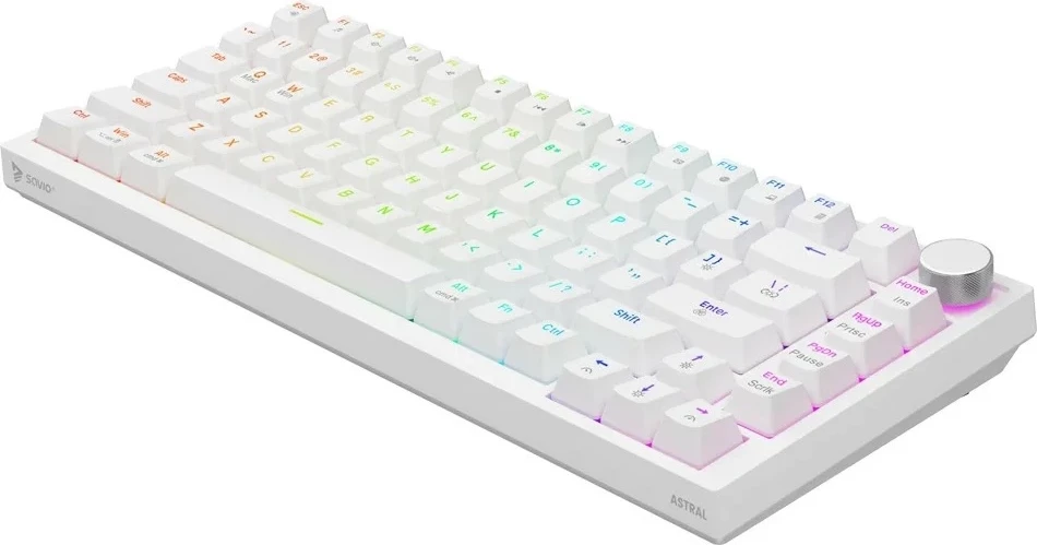 Tastierë mekanike Savio Astral, 75%, Outemu White Jade, RGB, USB-C, e bardhë