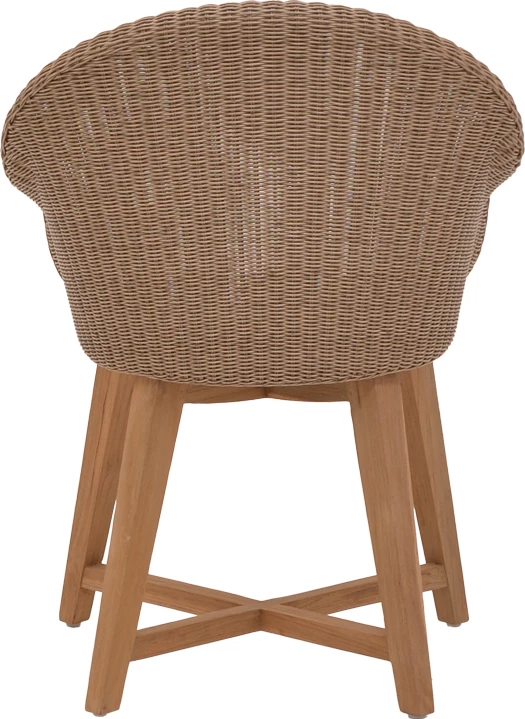 Karrige Solso skelet alumini me këmbë dru tik ngjyrë natyrale dhe pe rattan 62x58x78cm