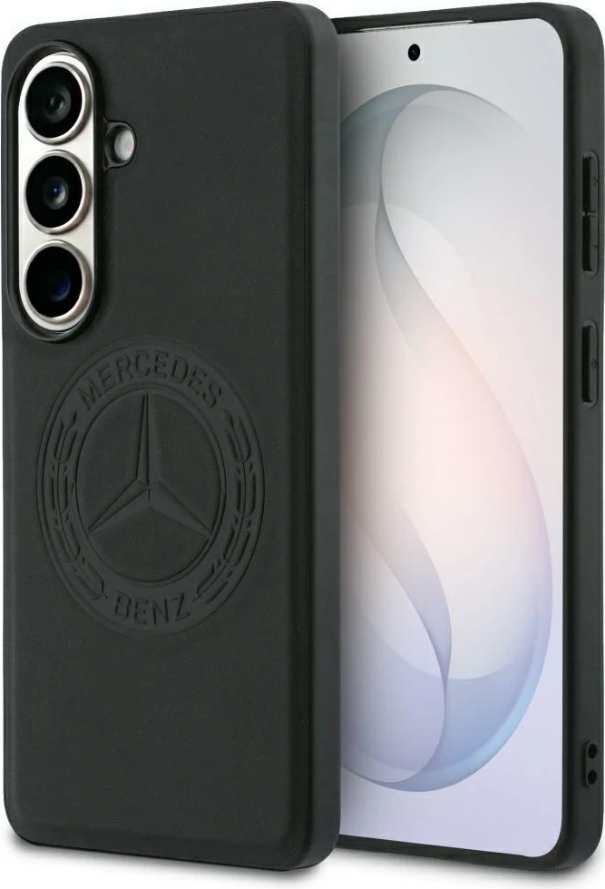 Mbështjellës Mercedes-Benz Leather Vintage Logo për Samsung Galaxy S26, kompatibil me MagSafe, lëkurë natyrale/TPU/PC, zi, në kuti